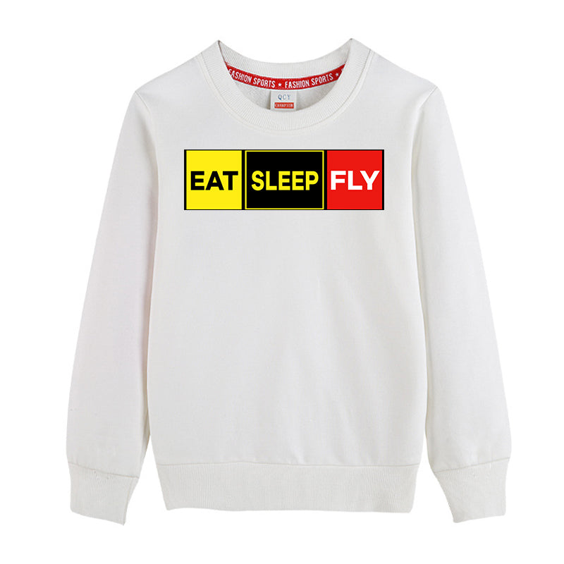 Eat Sleep Fly (Colourful) Designed "CHILDREN" Sweatshirts