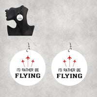 Thumbnail for I'D Rather Be Flying Designed Wooden Drop Earrings