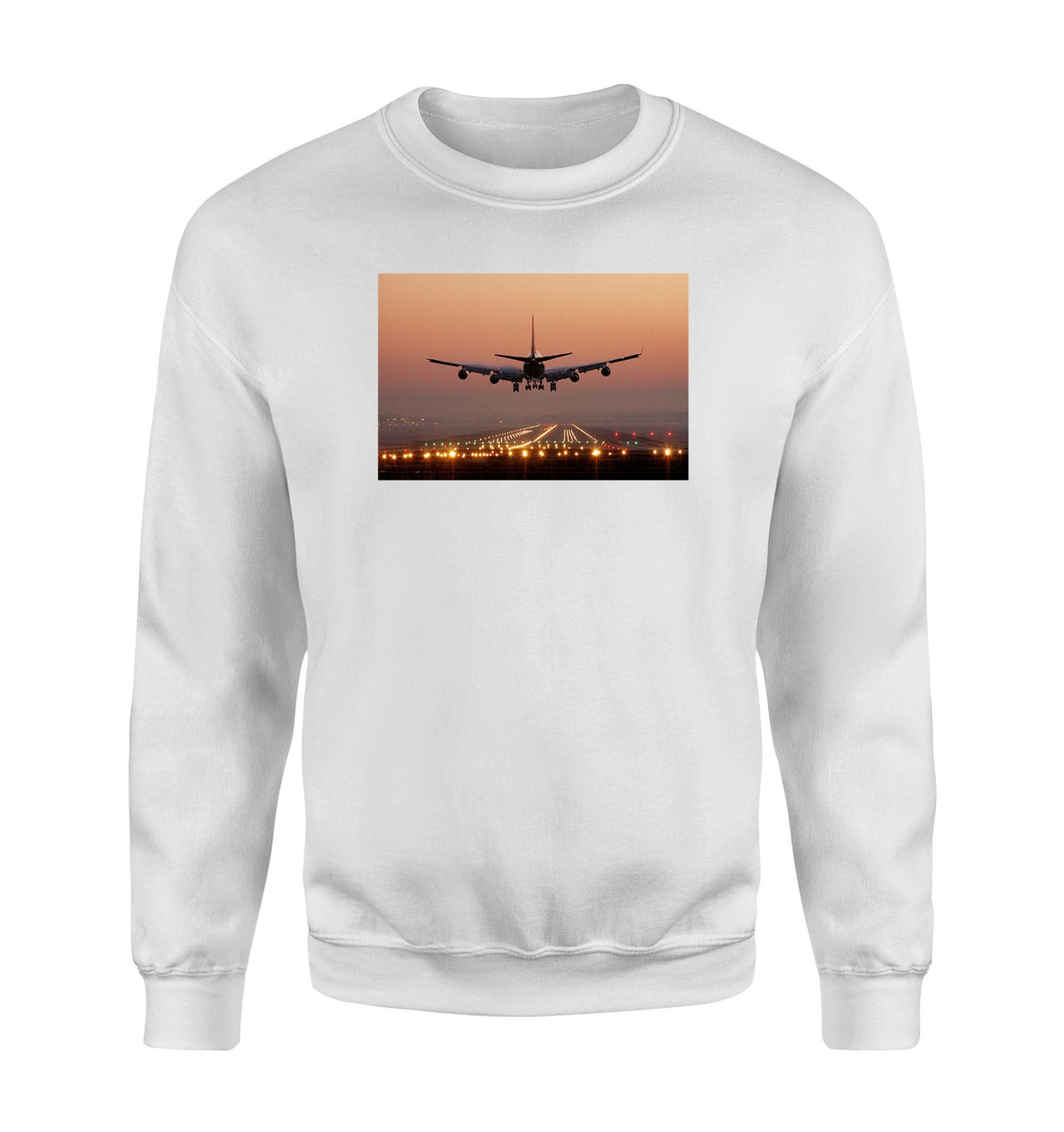 Landing Boeing 747 During Sunset Designed Sweatshirts