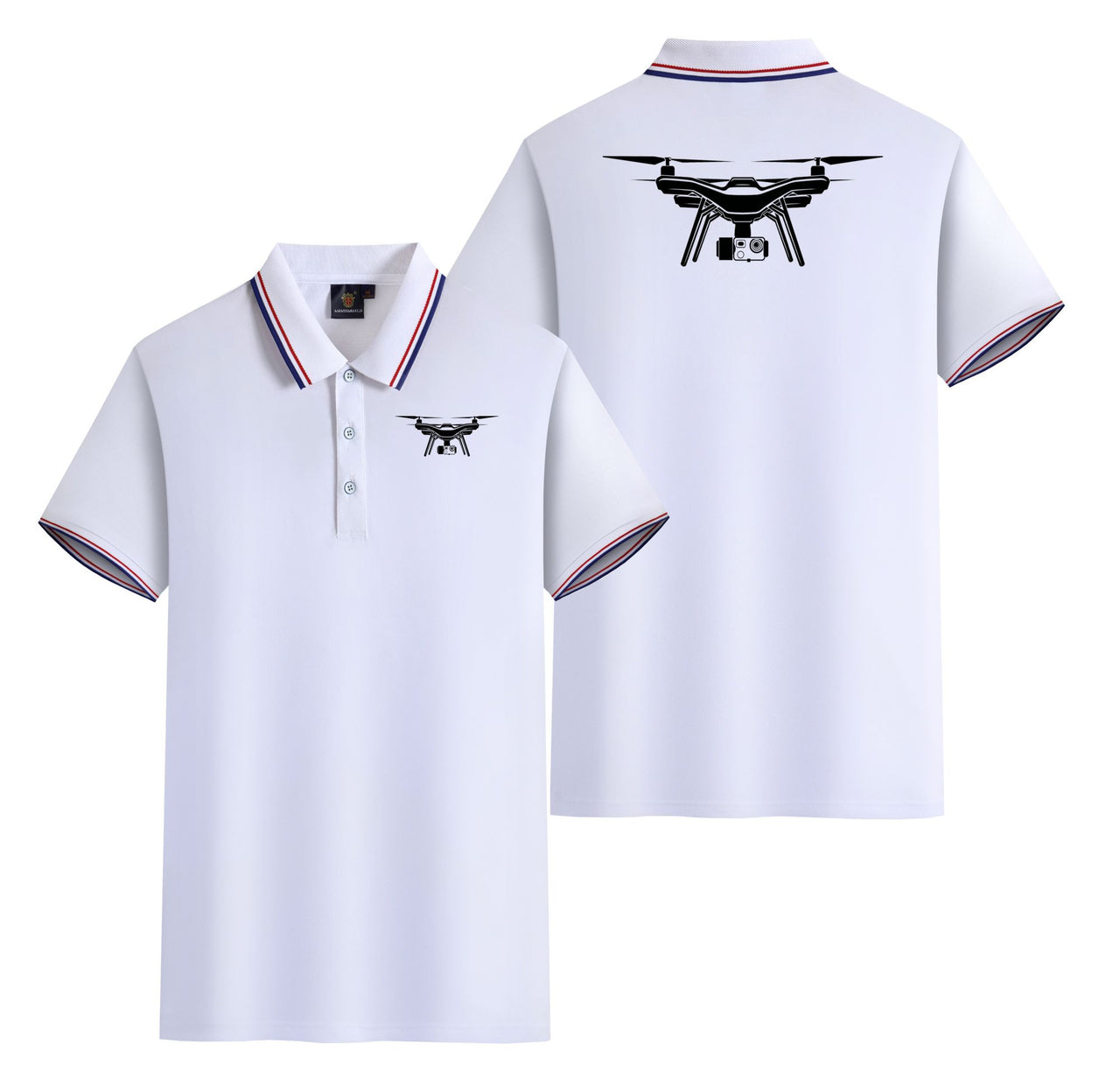 Drone Silhouette Designed Stylish Polo T-Shirts (Double-Side)