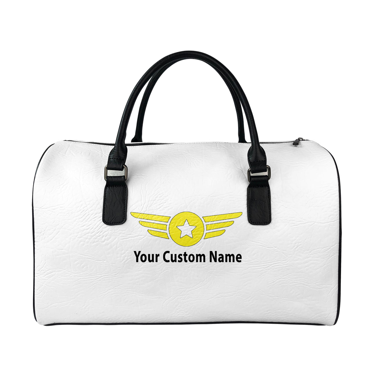 Custom Name (Badge 4) Designed Leather Travel Bag
