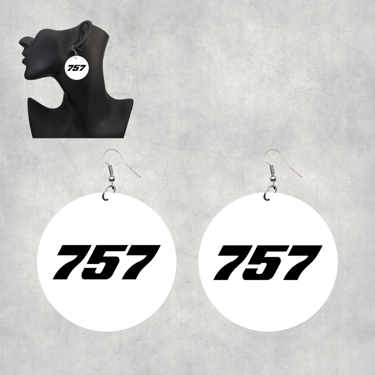 757 Flat Text Designed Wooden Drop Earrings