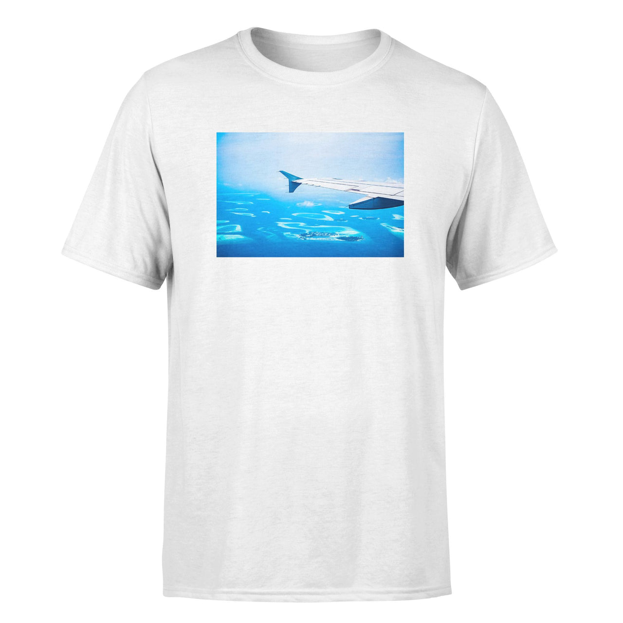 Outstanding View Through Airplane Wing Designed T-Shirts