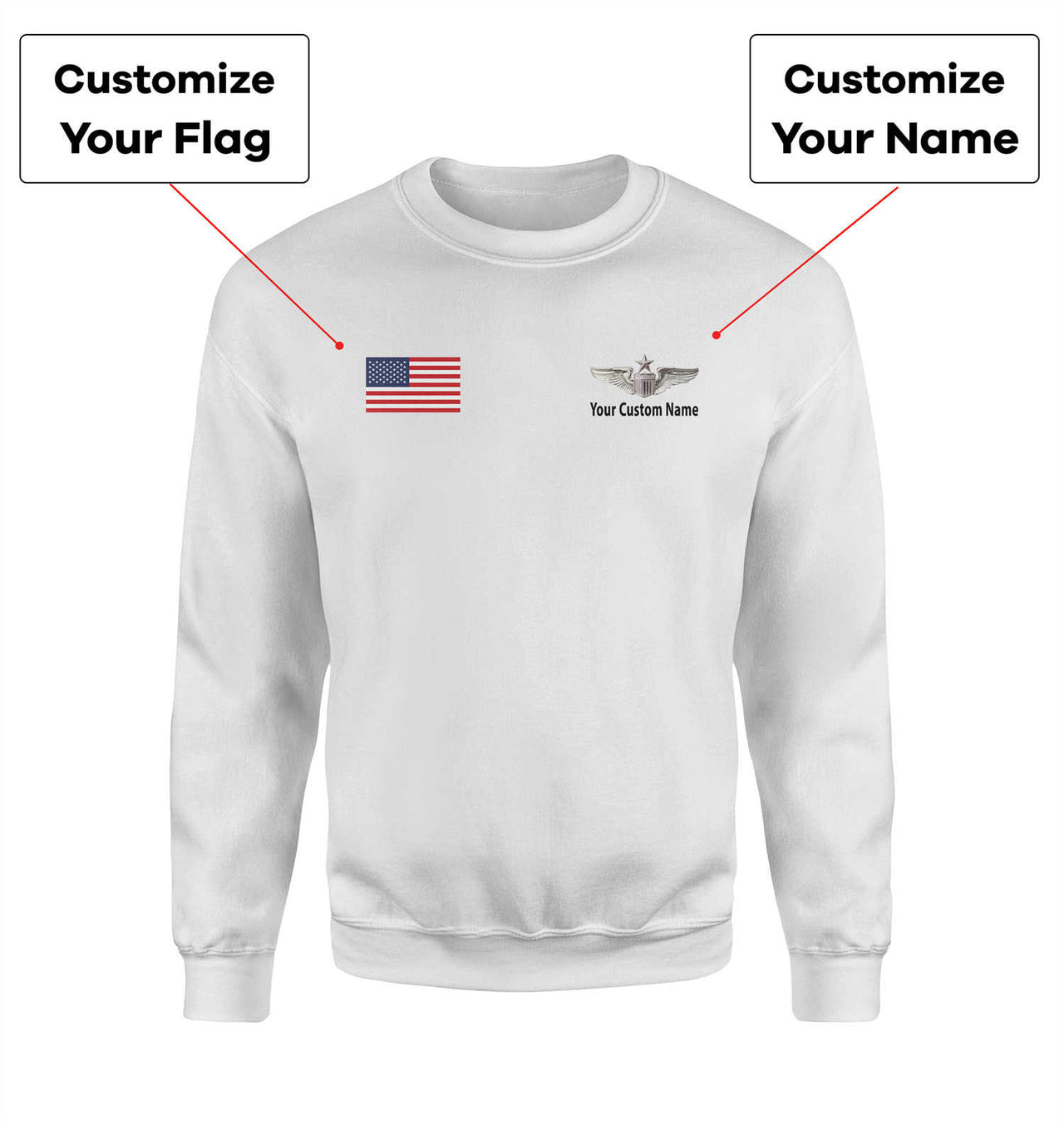 Custom Flag & Name with (US Air Force & Star) Designed 3D Sweatshirts