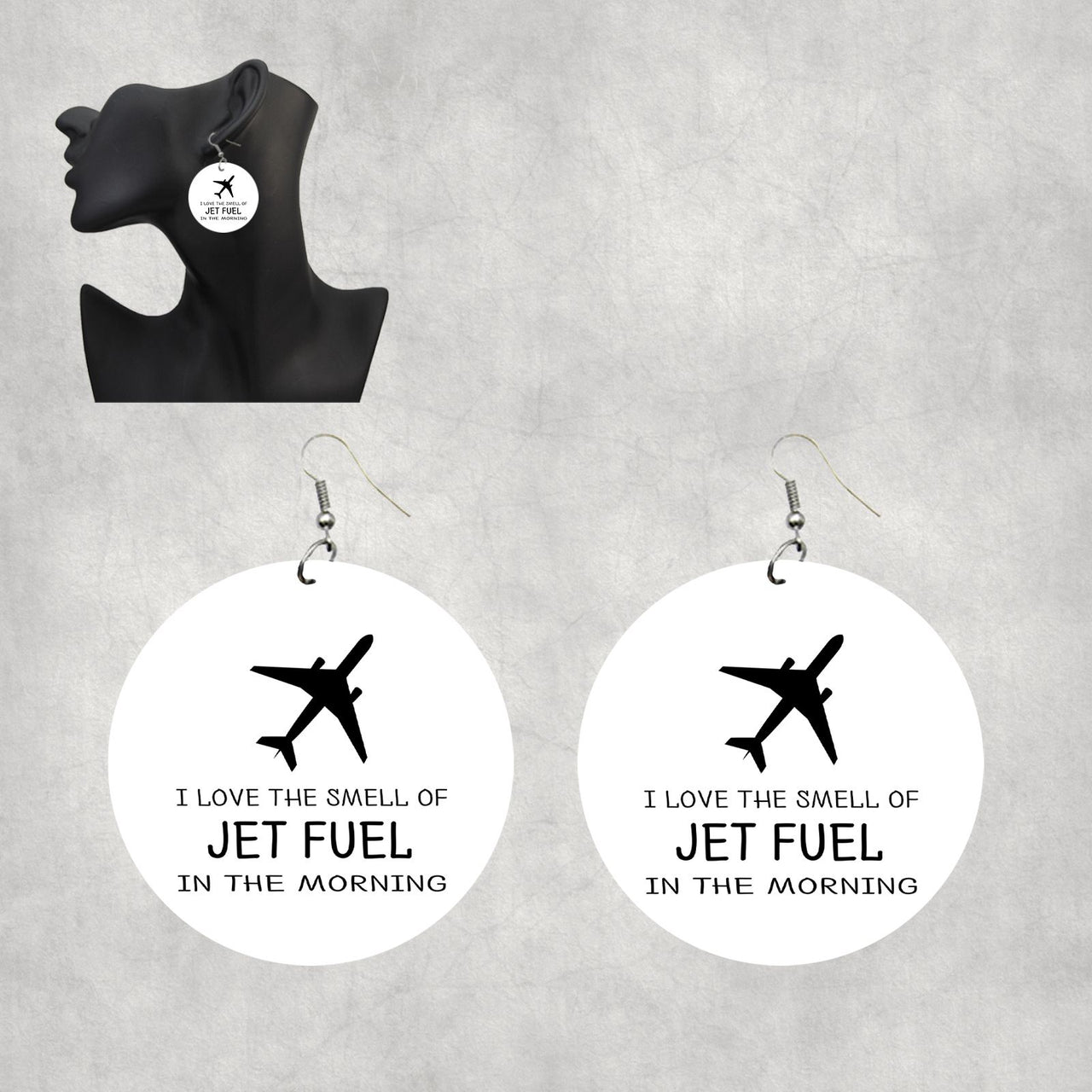 I Love The Smell Of Jet Fuel In The Morning Designed Wooden Drop Earrings