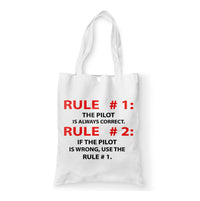 Thumbnail for Rule 1 - Pilot is Always Correct Designed Tote Bags