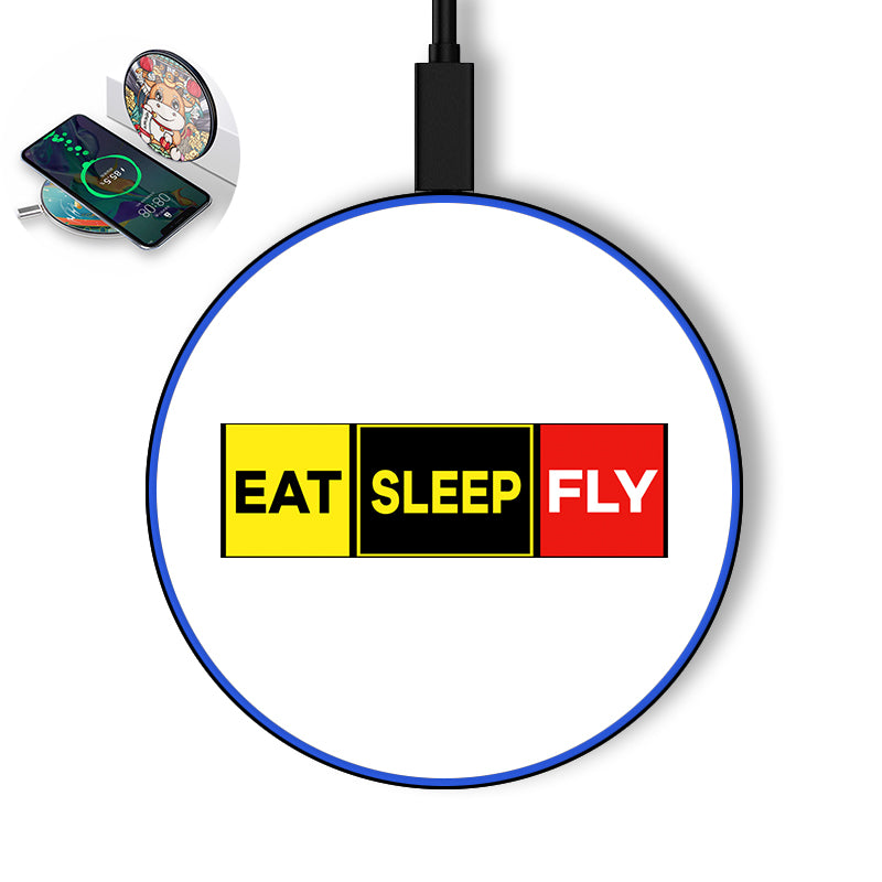 Eat Sleep Fly (Colourful) Designed Wireless Chargers