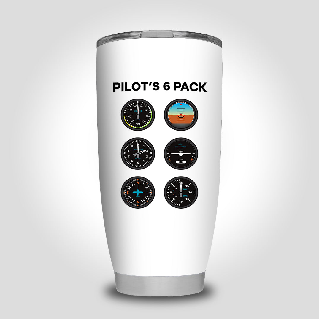 Pilot's 6 Pack Designed Tumbler Travel Mugs