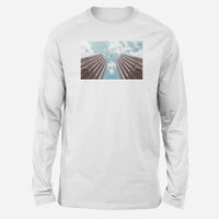 Thumbnail for Airplane Flying over Big Buildings Designed Long-Sleeve T-Shirts