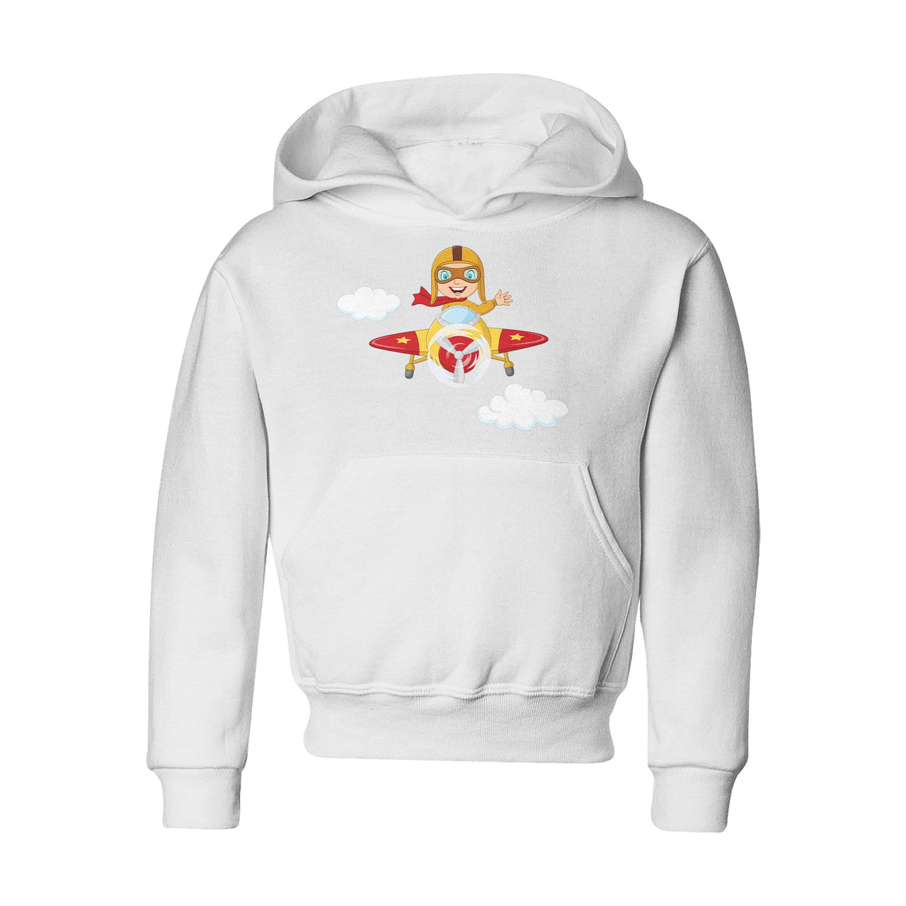 Cartoon Little Boy Operating Plane (Edition 2) Designed "CHILDREN" Hoodies