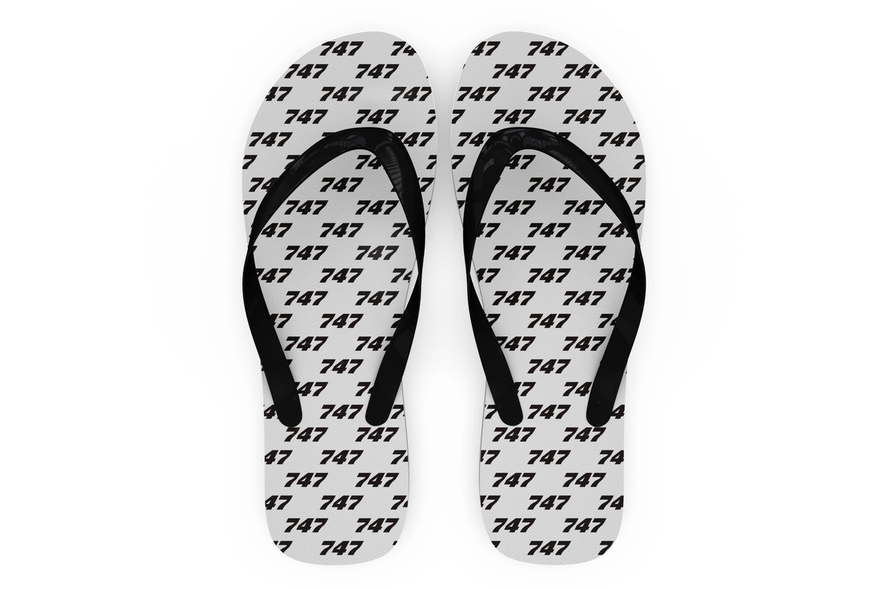 747 Flat Text Designed Slippers (Flip Flops)