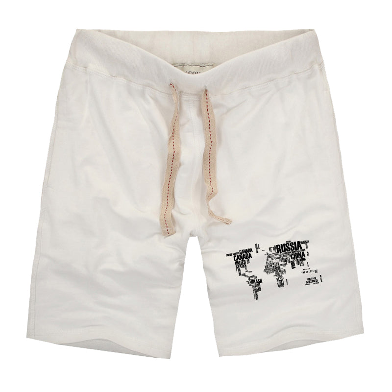 World Map (Text) Designed Cotton Shorts