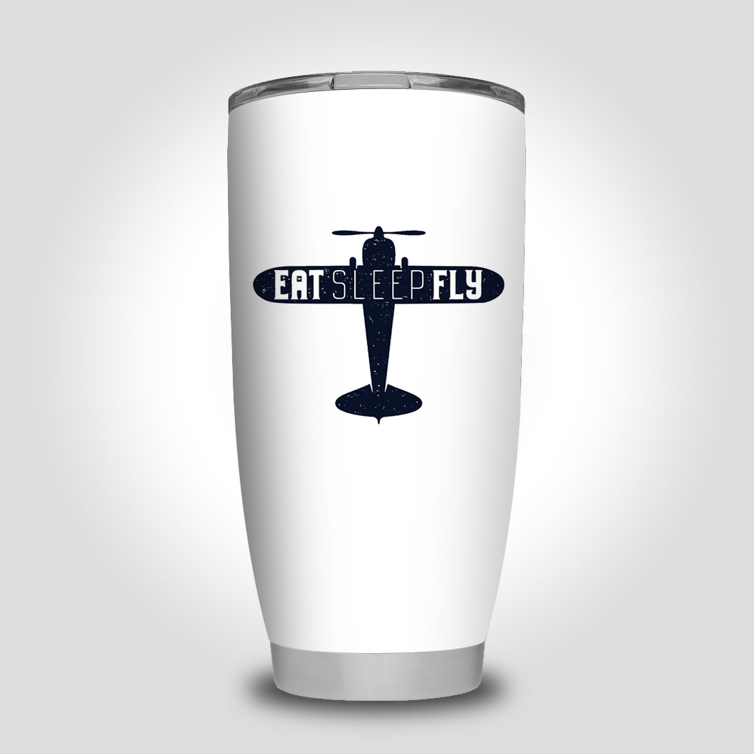 Eat Sleep Fly & Propeller Designed Tumbler Travel Mugs