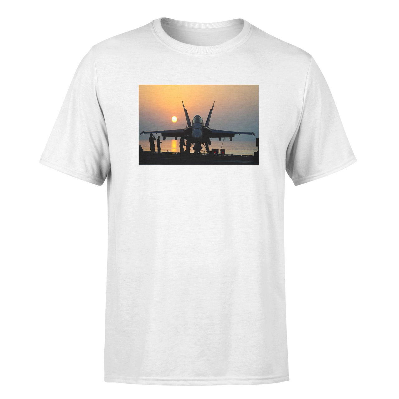 Military Jet During Sunset Designed T-Shirts