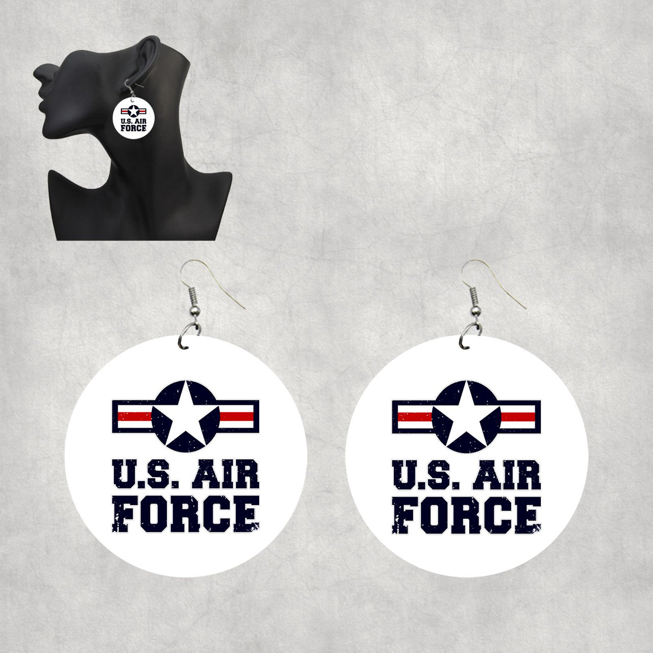 US Air Force Designed Wooden Drop Earrings