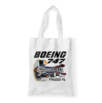 Thumbnail for Boeing 747 & PW4000-94 Engine Designed Tote Bags