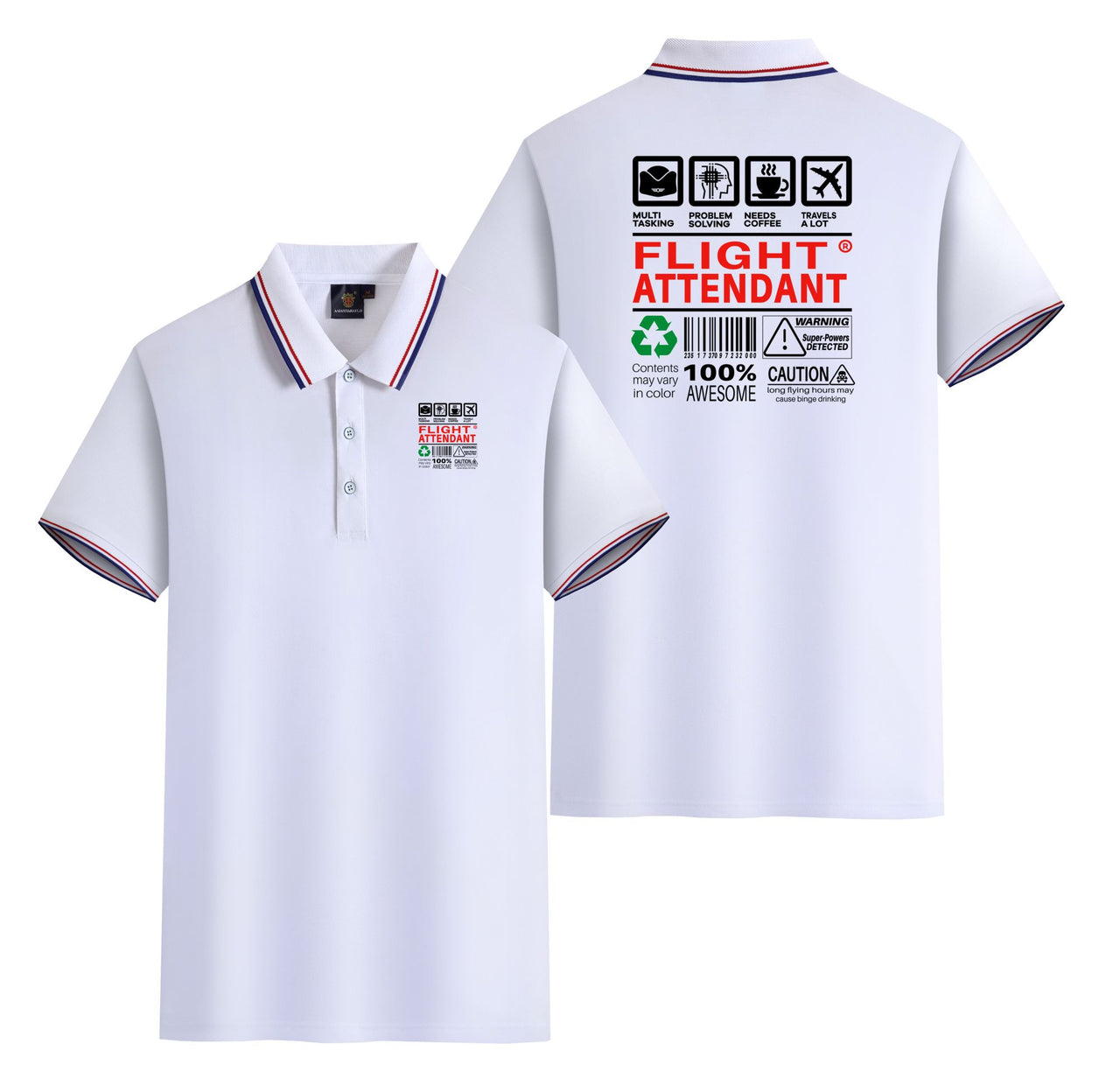 Flight Attendant Label Designed Stylish Polo T-Shirts (Double-Side)