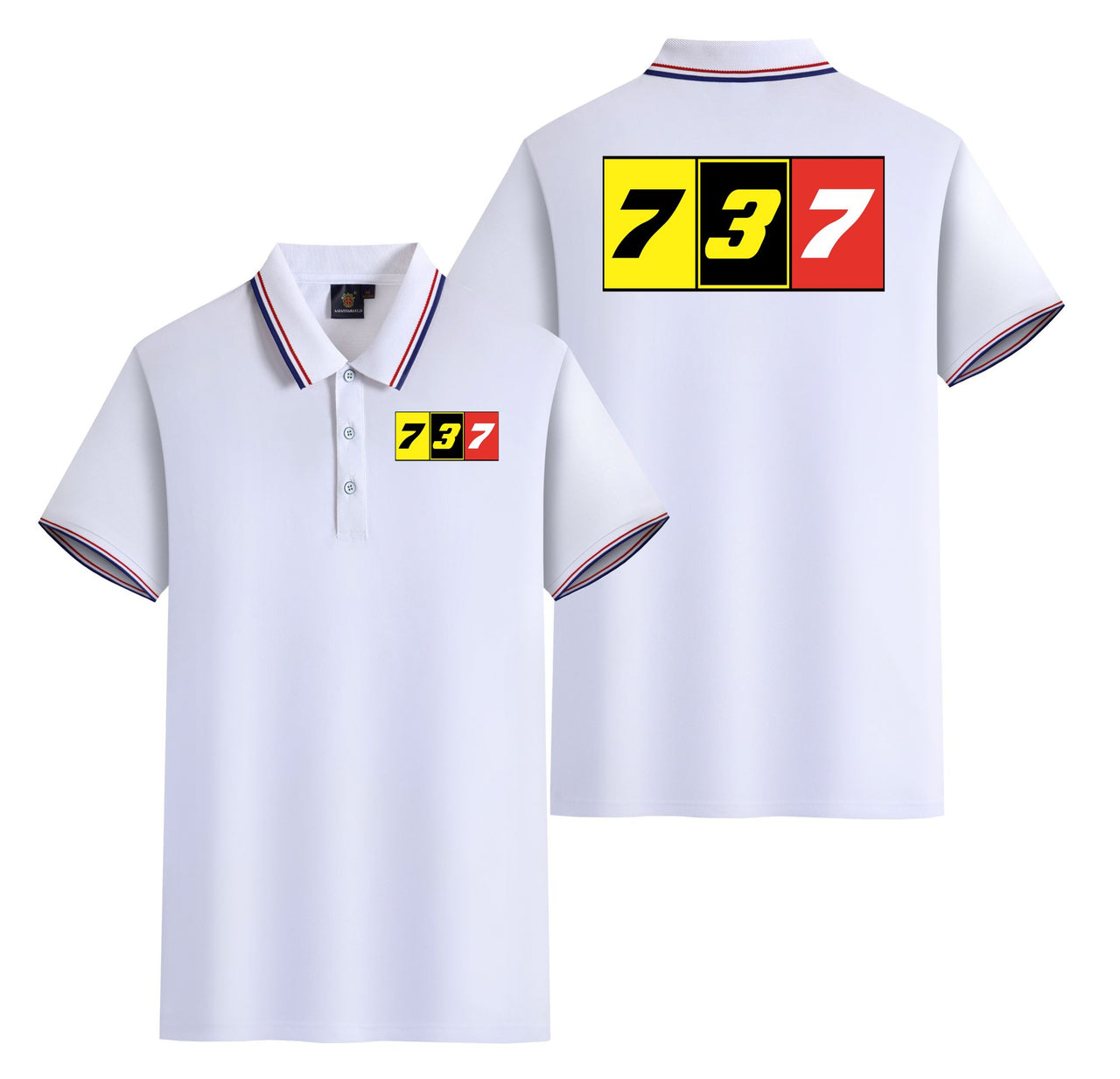 Flat Colourful 737 Designed Stylish Polo T-Shirts (Double-Side)