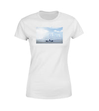 Thumbnail for Boeing 737 & City View Behind Designed Women T-Shirts