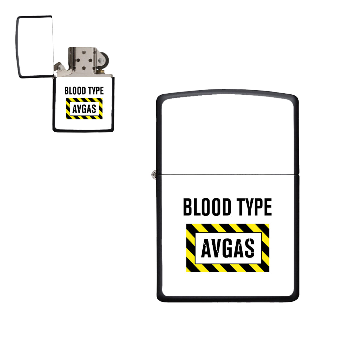 Blood Type AVGAS Designed Metal Lighters