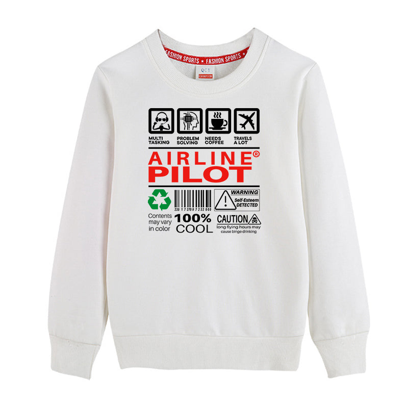 Airline Pilot Label Designed "CHILDREN" Sweatshirts