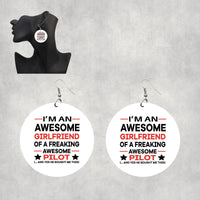 Thumbnail for I am an Awesome Girlfriend Designed Wooden Drop Earrings