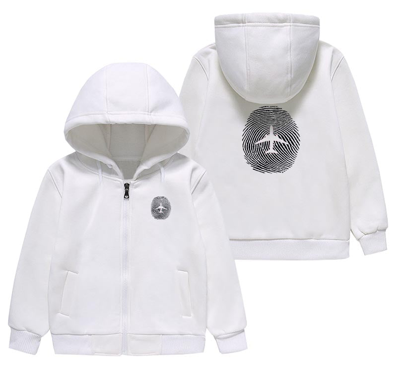 Aviation Finger Print Designed "CHILDREN" Zipped Hoodies