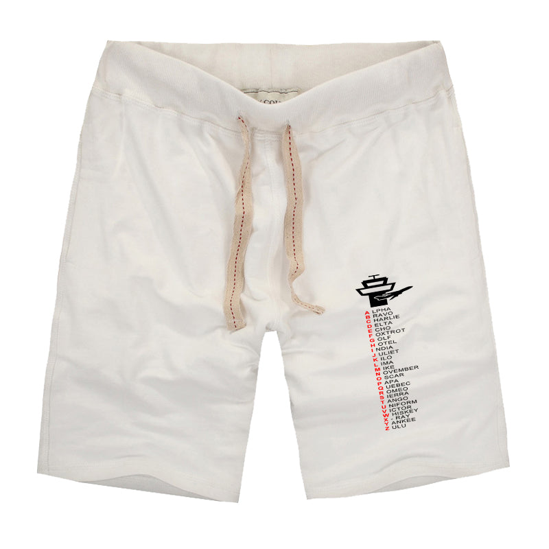 Aviation Alphabet Designed Cotton Shorts