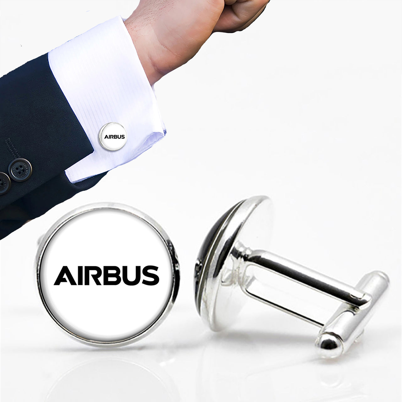 Airbus & Text Designed Cuff Links