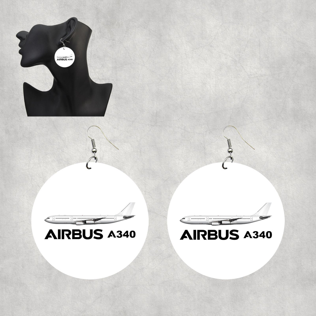 The Airbus A340 Designed Wooden Drop Earrings