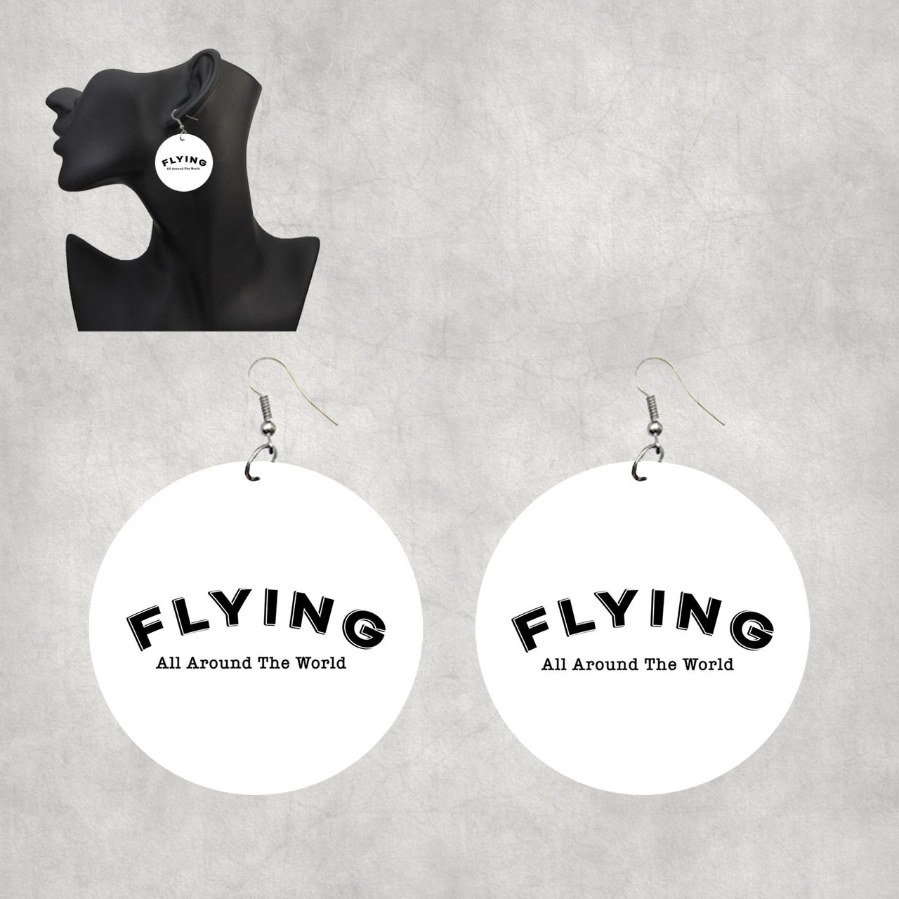 Flying All Around The World Designed Wooden Drop Earrings