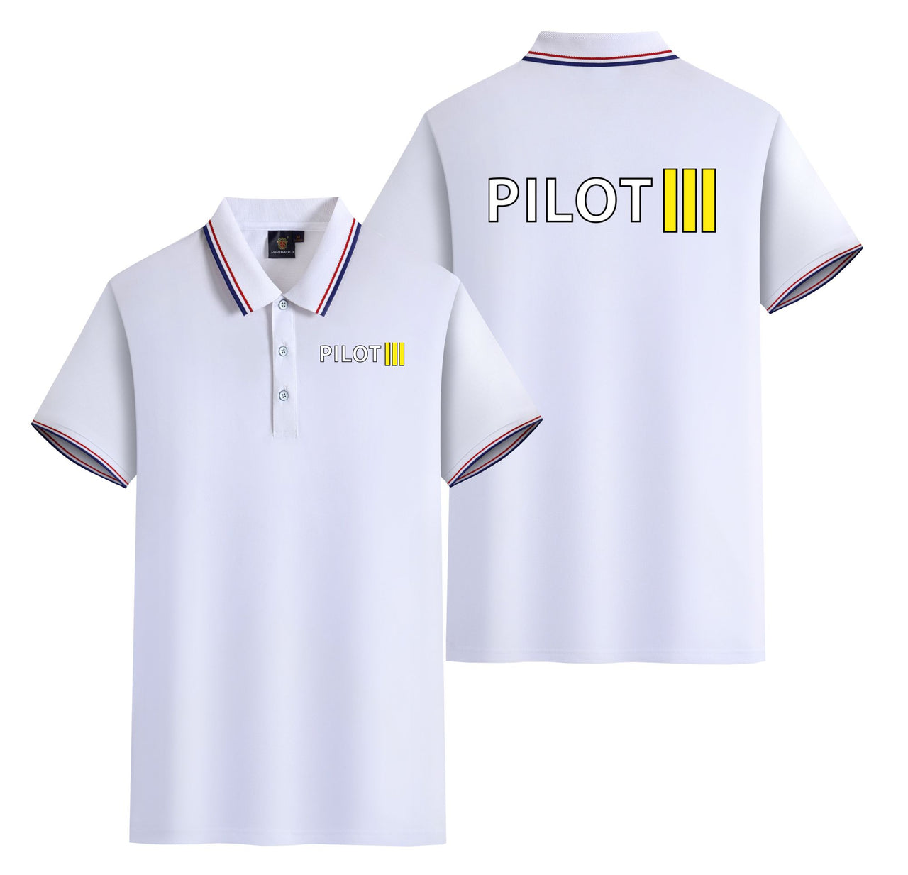 Pilot & Stripes (3 Lines) Designed Stylish Polo T-Shirts (Double-Side)