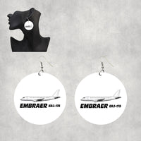 Thumbnail for The Embraer ERJ-175 Designed Wooden Drop Earrings