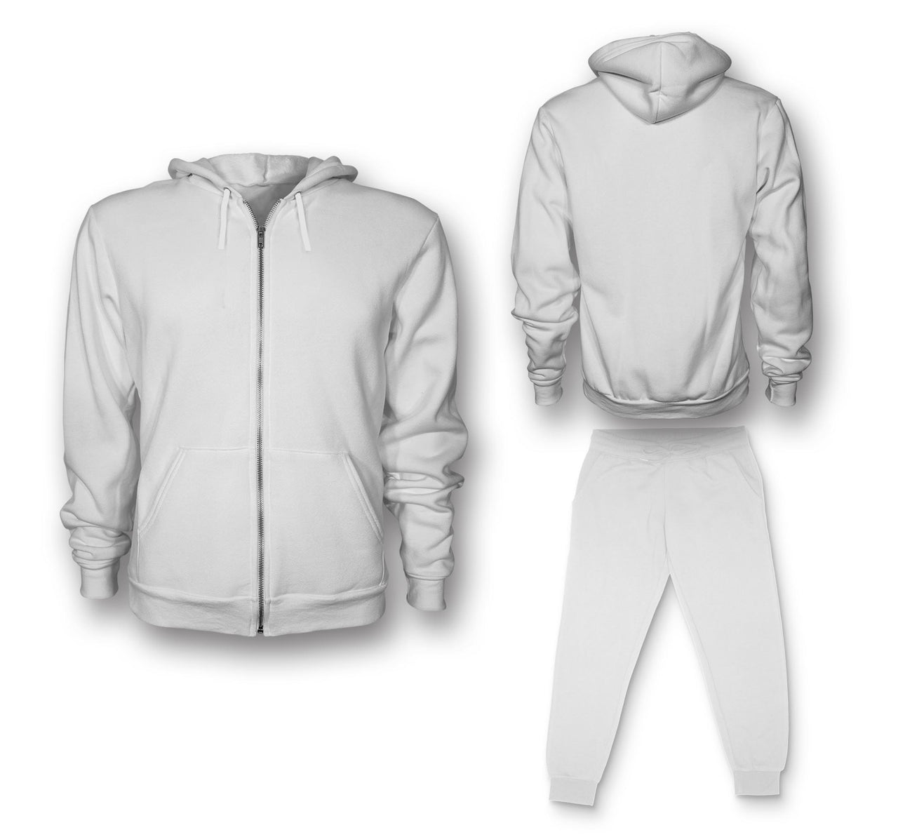 NO Design Super Quality Zipped Hoodies & Sweatpants Set