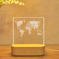 Thumbnail for World Map (Text) Designed Night Lamp
