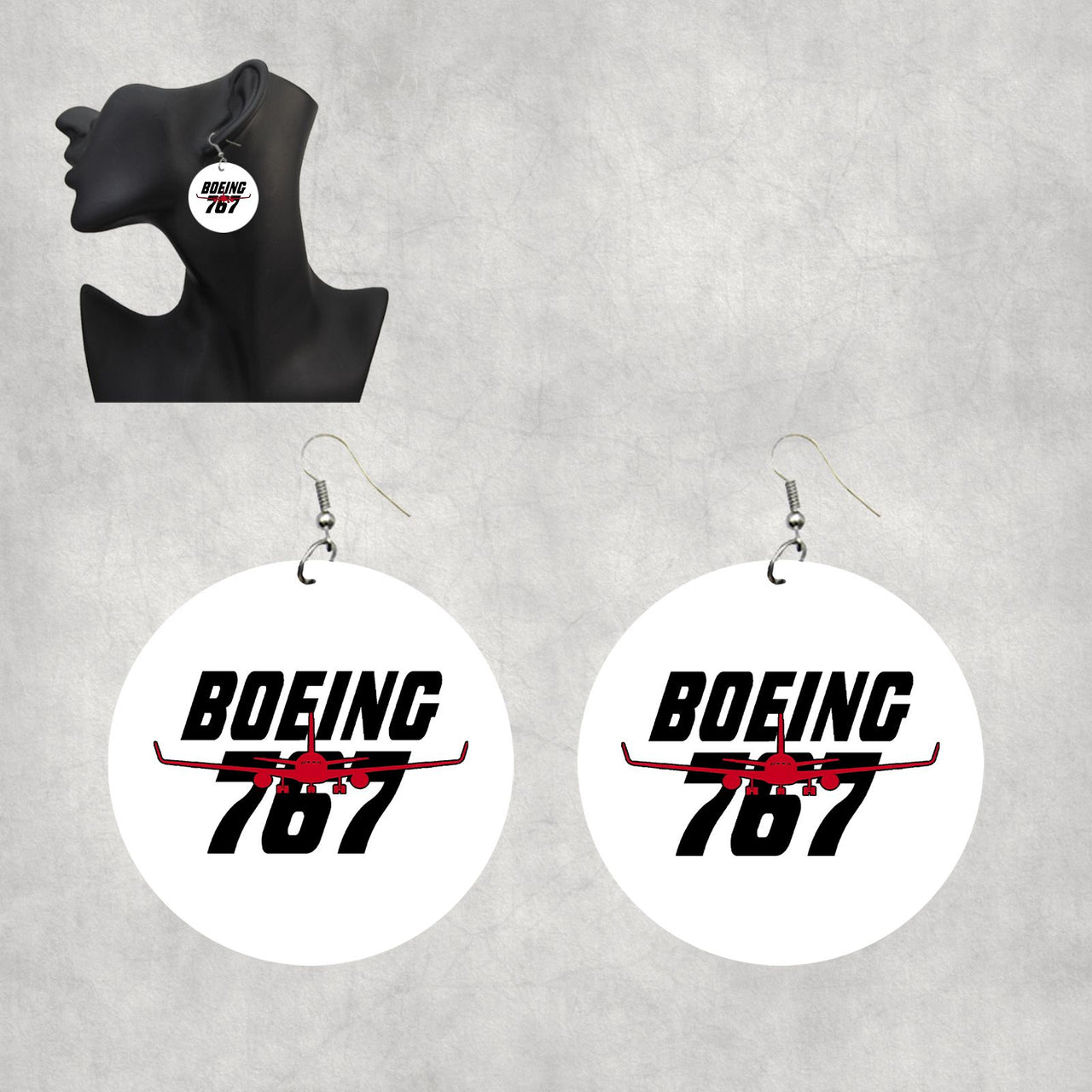 Amazing Boeing 767 Designed Wooden Drop Earrings