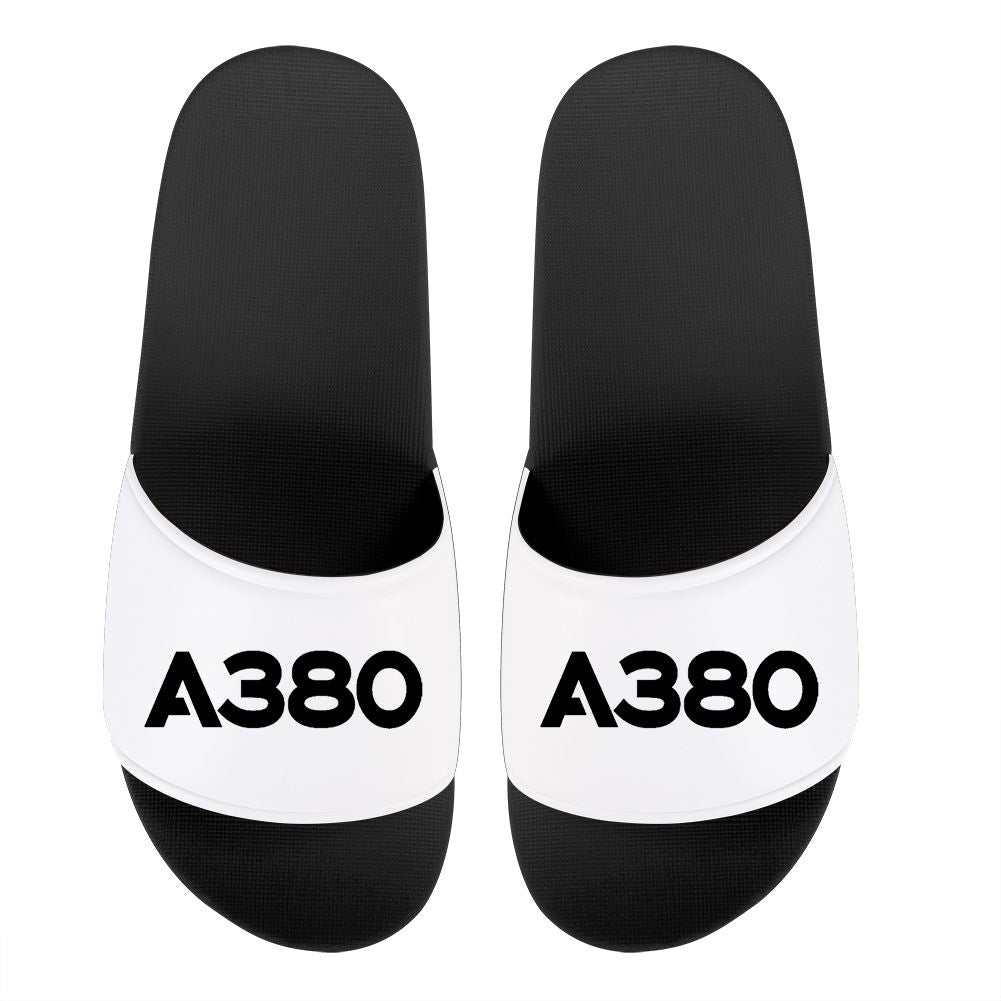 A380 Flat Text Designed Sport Slippers