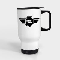 Thumbnail for Born To Fly & Badge Designed Travel Mugs (With Holder)