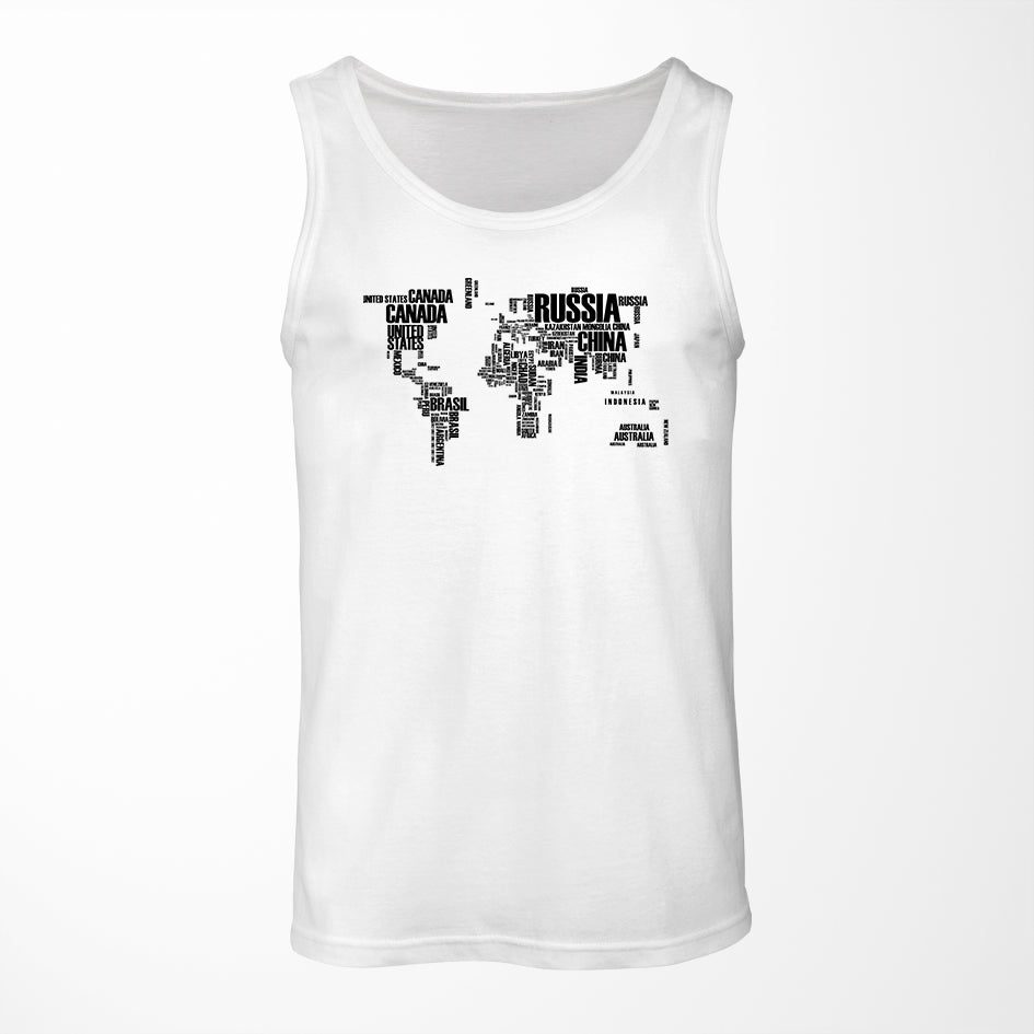 World Map (Text) Designed Tank Tops