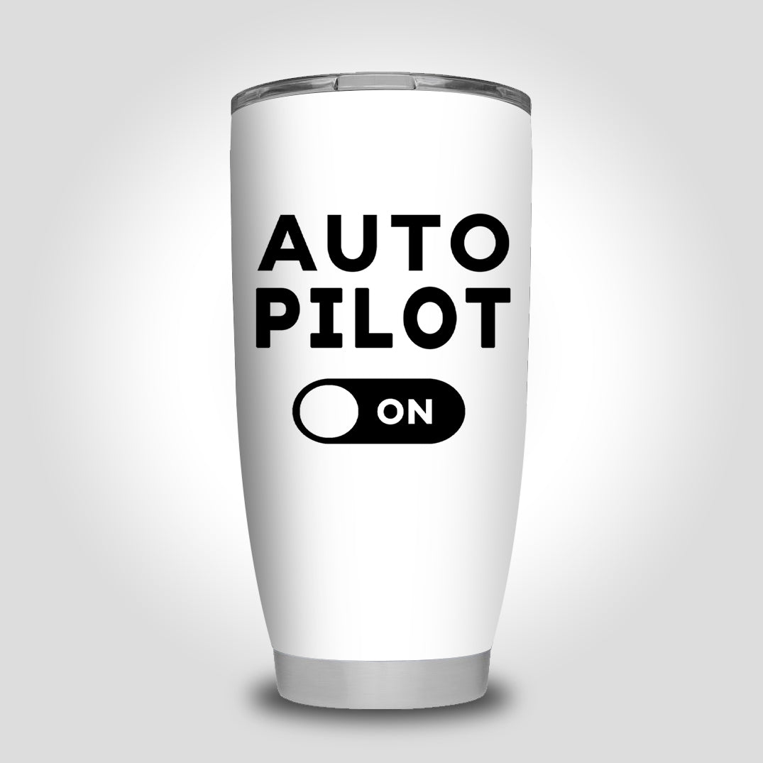 Auto Pilot ON Designed Tumbler Travel Mugs