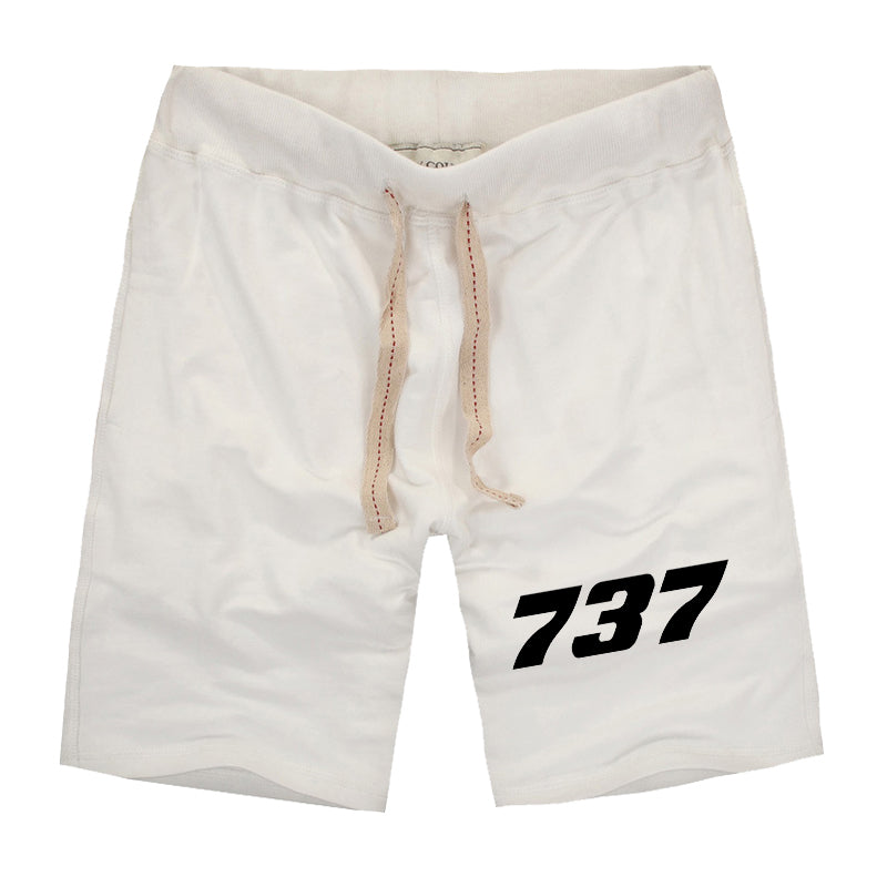 737 Flat Text Designed Cotton Shorts