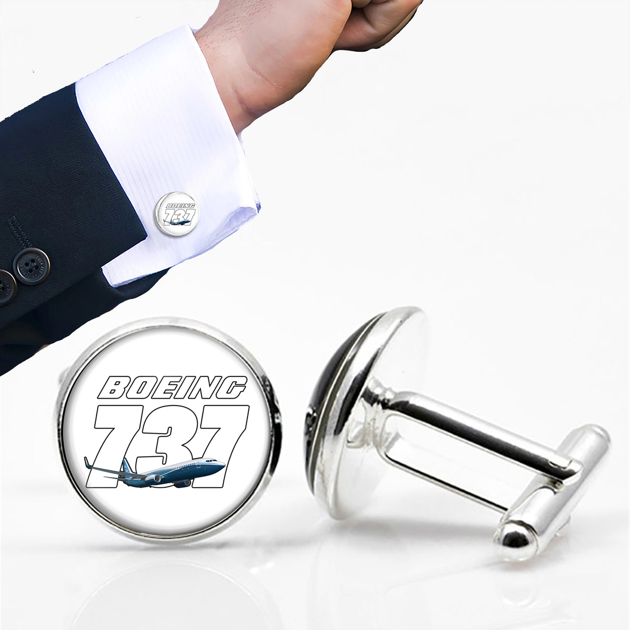 Super Boeing 737+Text Designed Cuff Links