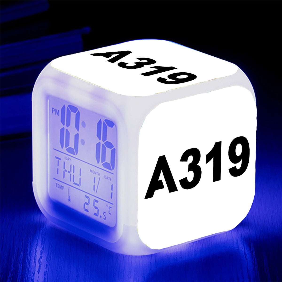 A319 Flat Text Designed "7 Colour" Digital Alarm Clock