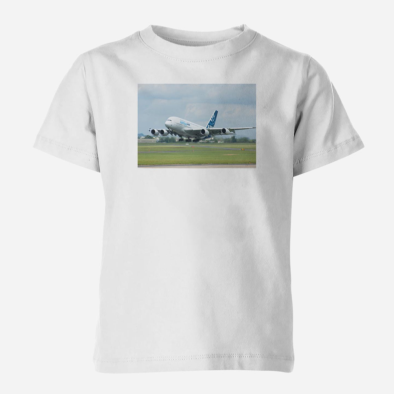 Departing Airbus A380 with Original Livery Designed Children T-Shirts