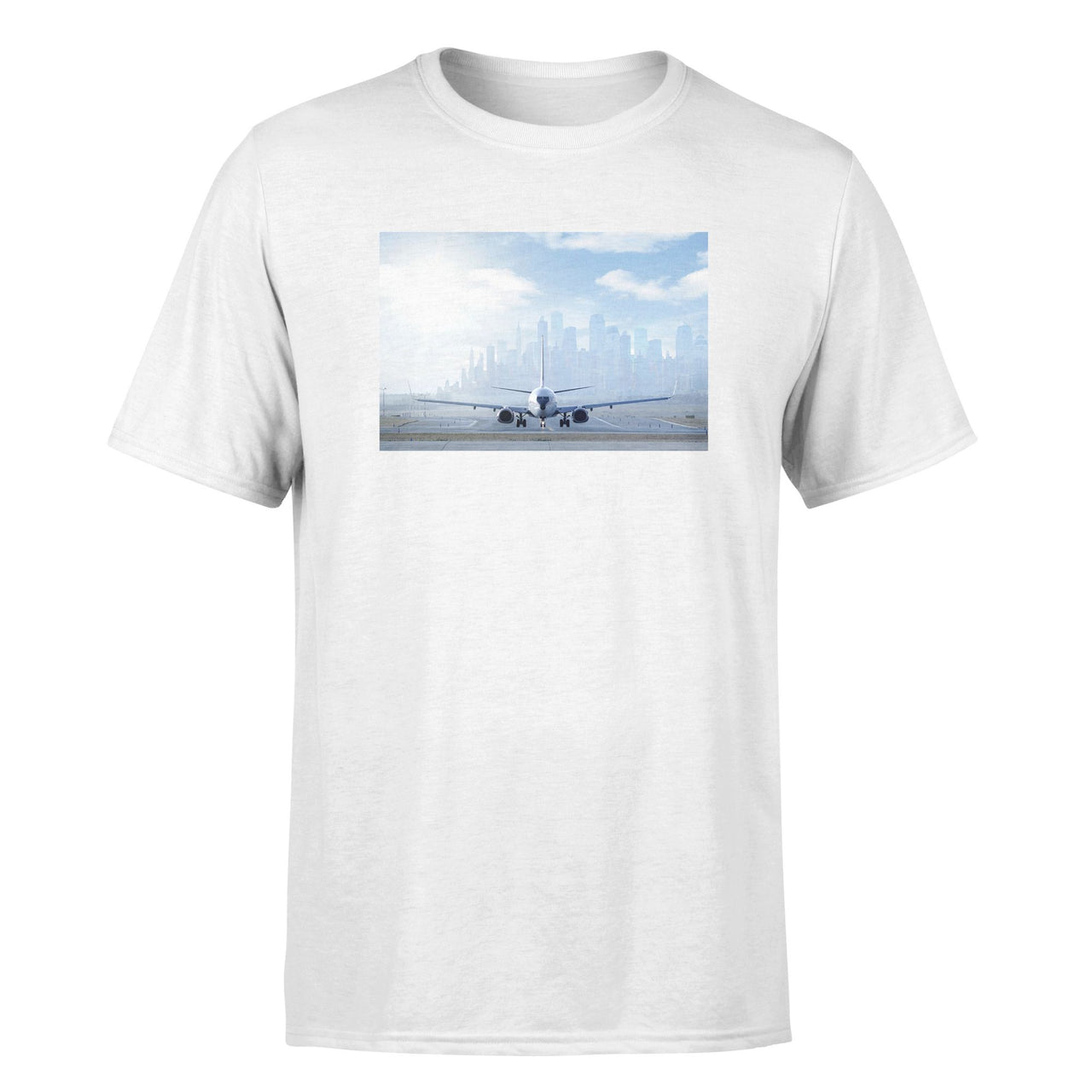 Boeing 737 & City View Behind Designed T-Shirts