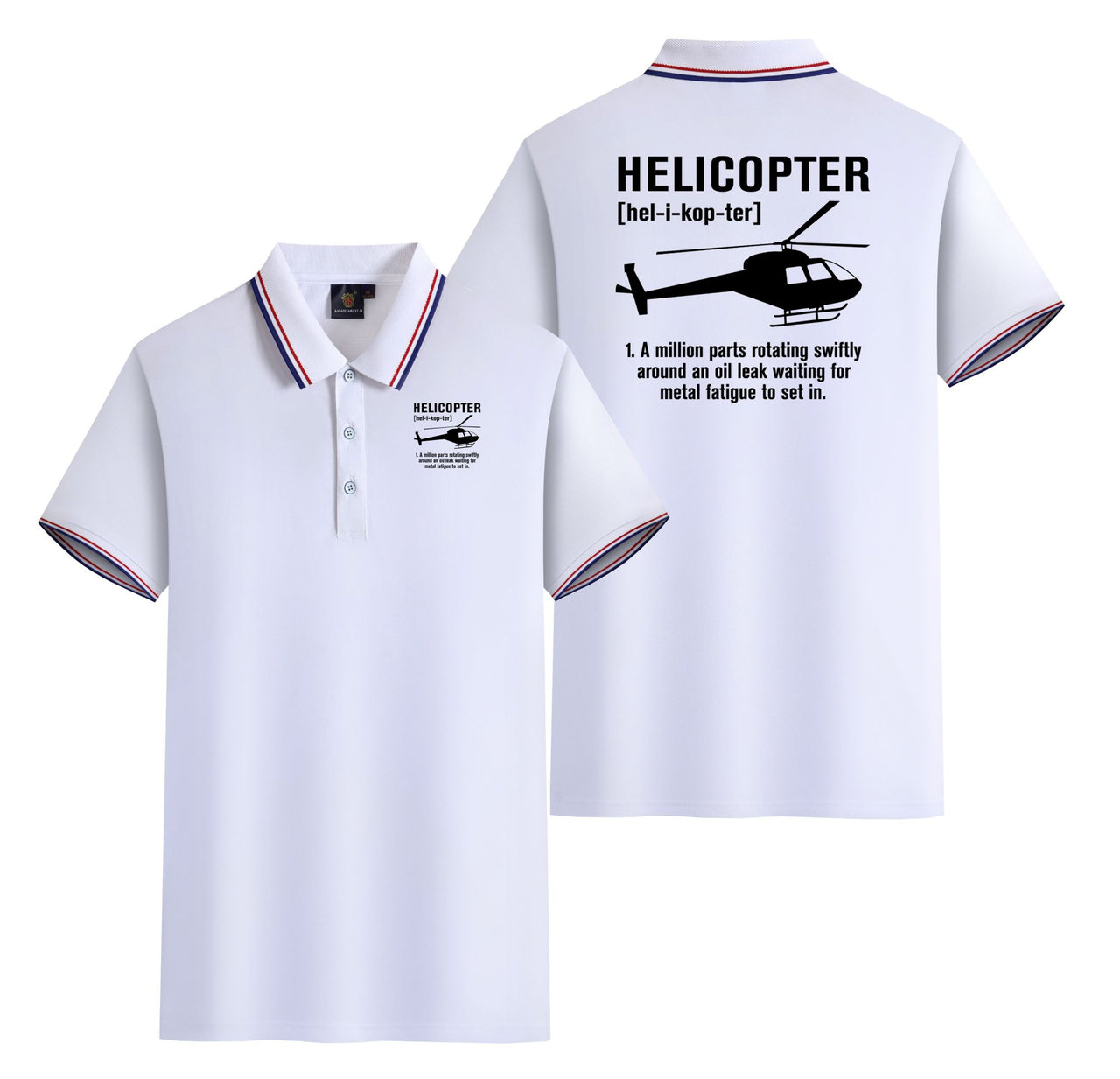 Helicopter [Noun] Designed Stylish Polo T-Shirts (Double-Side)