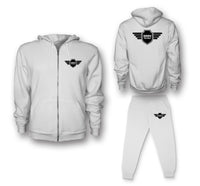 Thumbnail for Born To Fly & Badge Designed Zipped Hoodies & Sweatpants Set