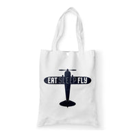 Thumbnail for Eat Sleep Fly & Propeller Designed Tote Bags