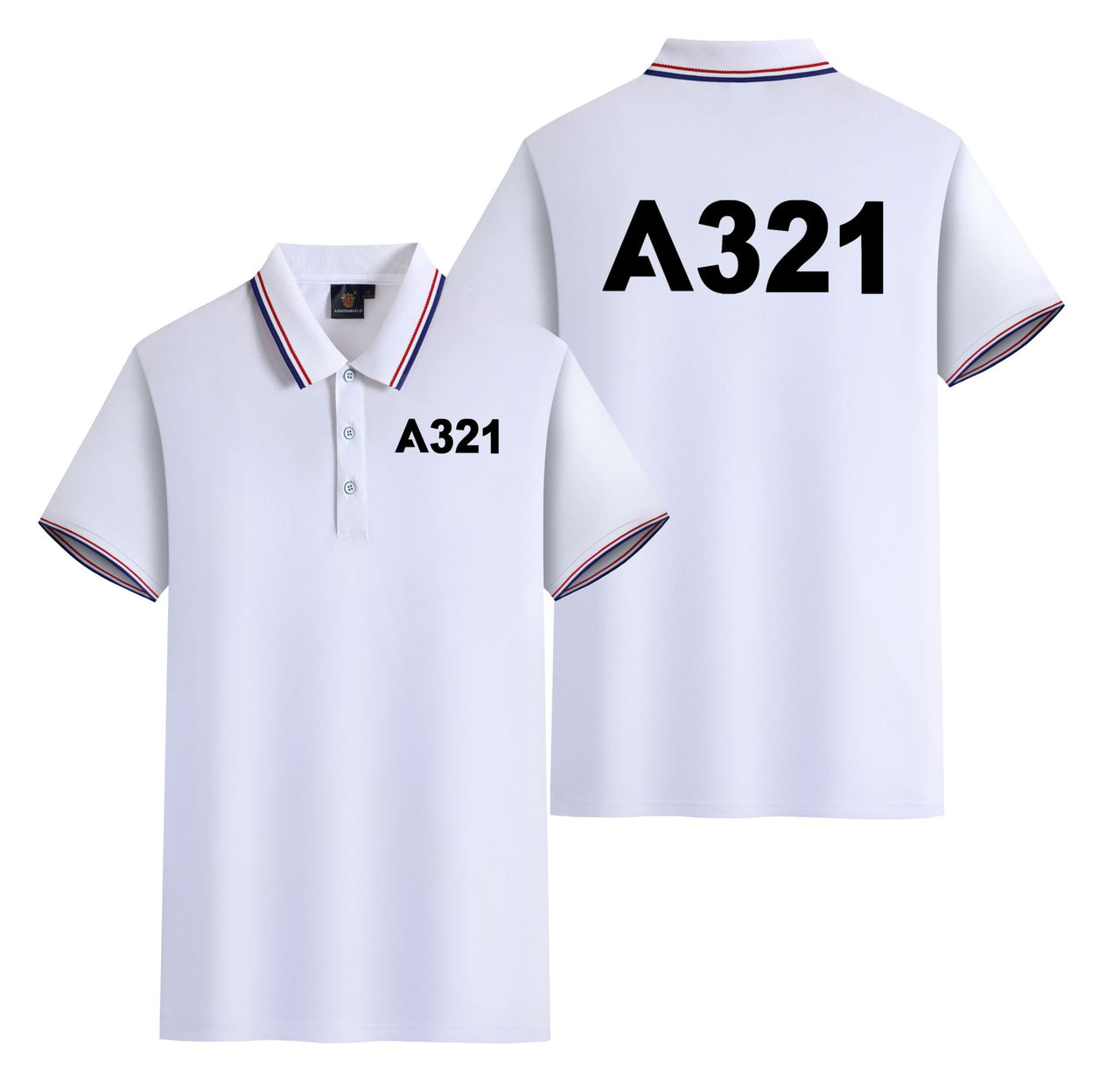 A321 Flat Text Designed Stylish Polo T-Shirts (Double-Side)