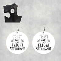 Thumbnail for Trust Me I'm a Flight Attendant Designed Wooden Drop Earrings